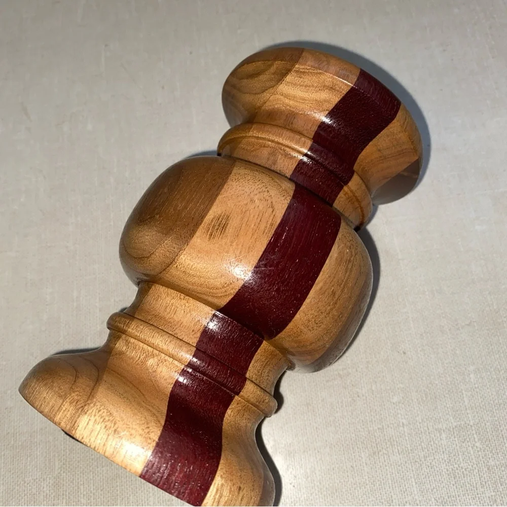 S & T Turnings Vintage Turned Wood Candle‎ Pillar Holder
